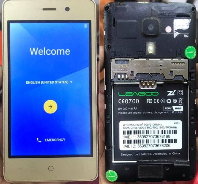 Leagoo Z1c flash file firmware,