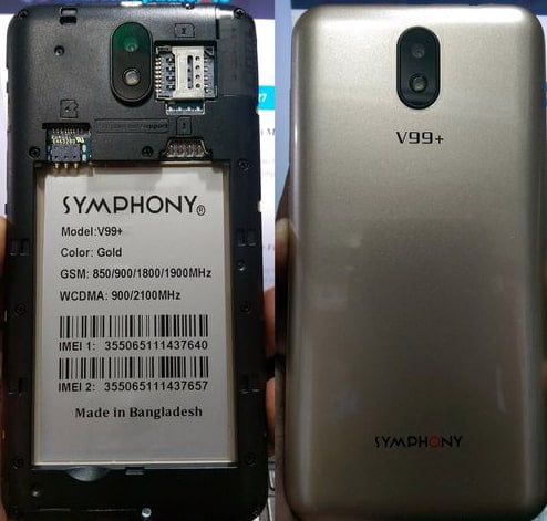 Symphony V99+ Plus flash file firmware,