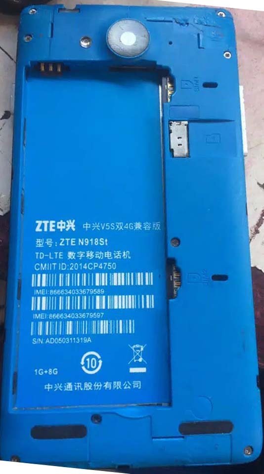 ZTE V5S N918st flash file firmware,