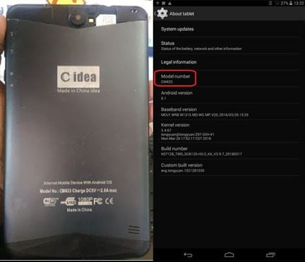 C idea CM433 TAB flash file firmware,