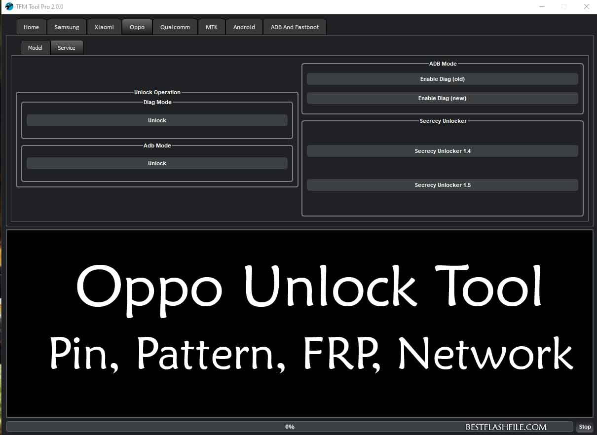 Oppo Unlock Tool Latest Pin, Pattern, FRP, Network tool
